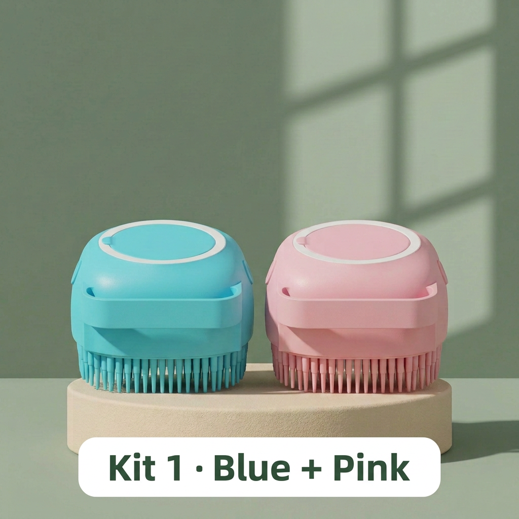 Pet Bathing Brush with Shampoo Dispenser