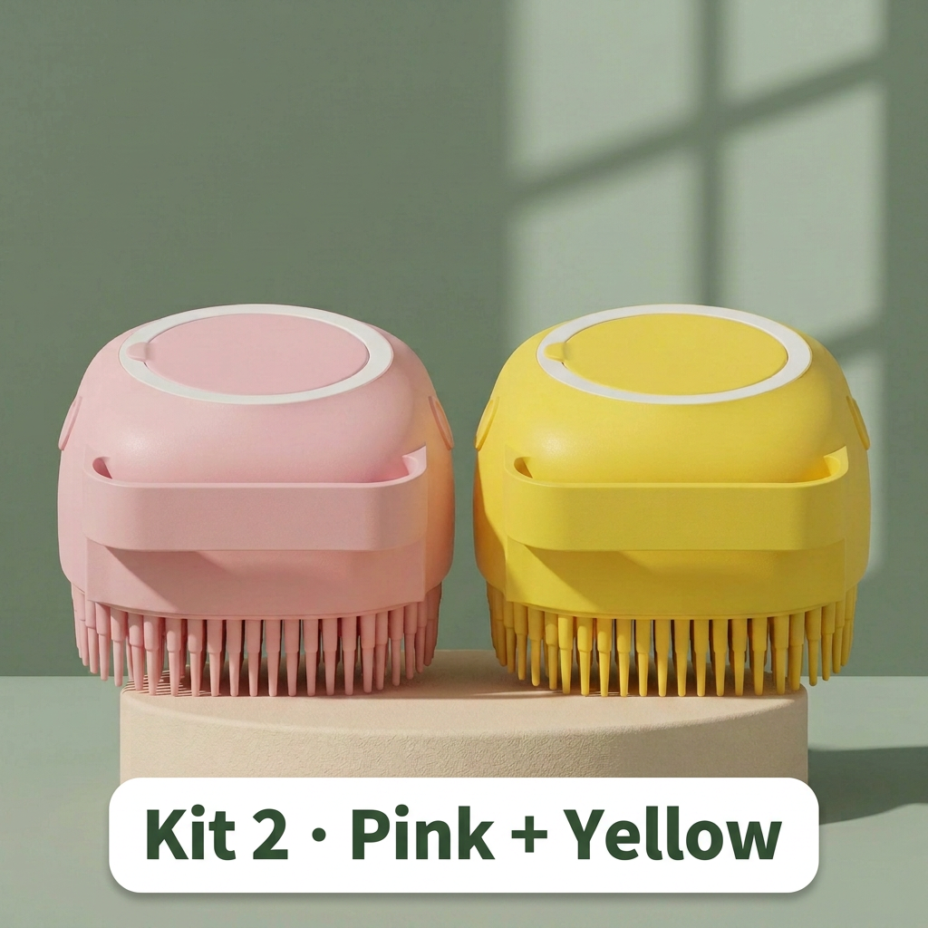 Pet Bathing Brush with Shampoo Dispenser