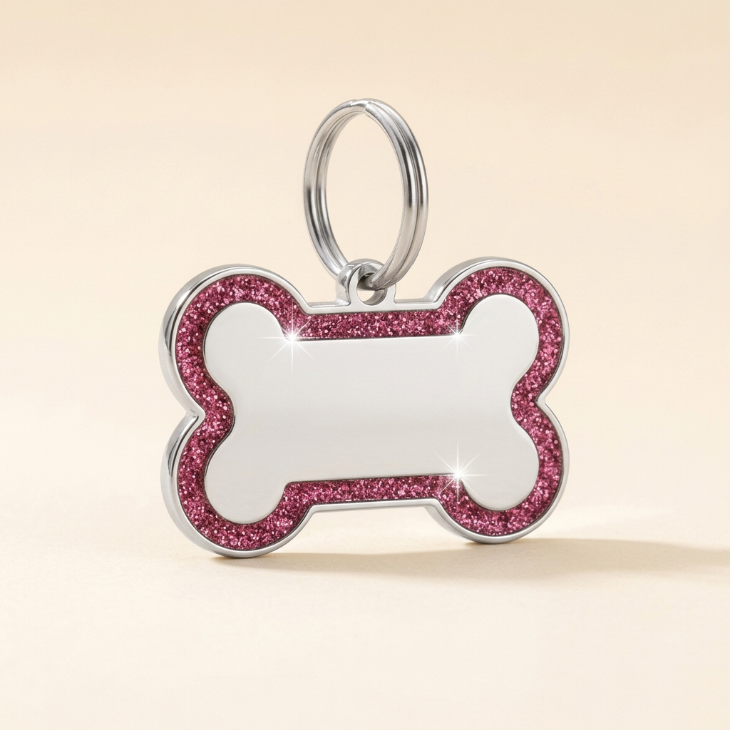Personalized Glitter Bone Pet ID Tag