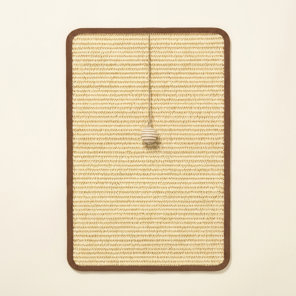 One beige sisal scratching pad with brown edging, matching the 40 x 20 cm option
