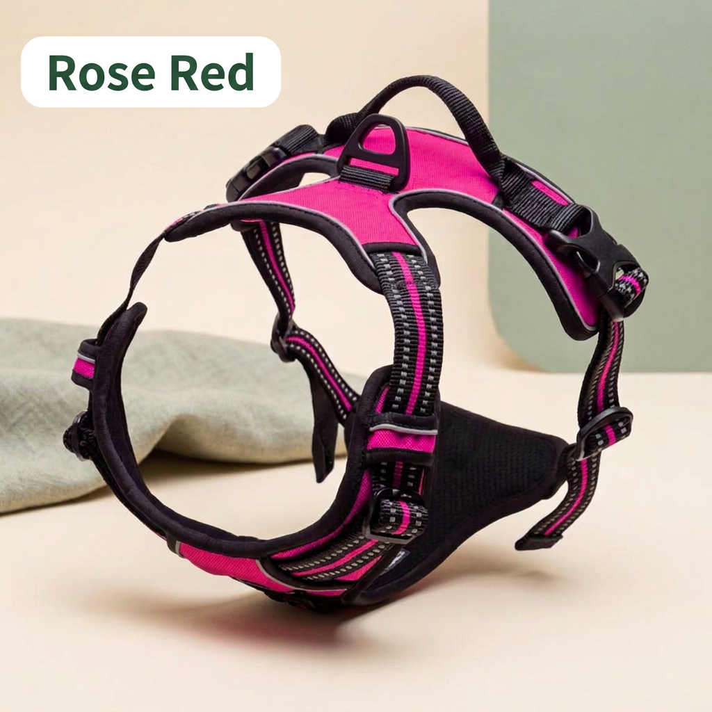Rose Red top-handle dog vest harness with Rose Red color label