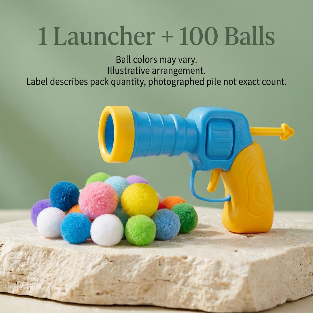 Cat Pom-Pom Ball Launcher Set
