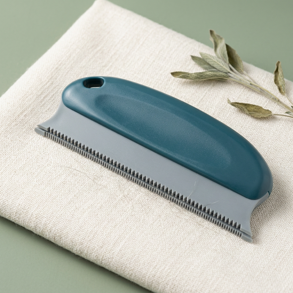 Teal fabric pet hair remover color example