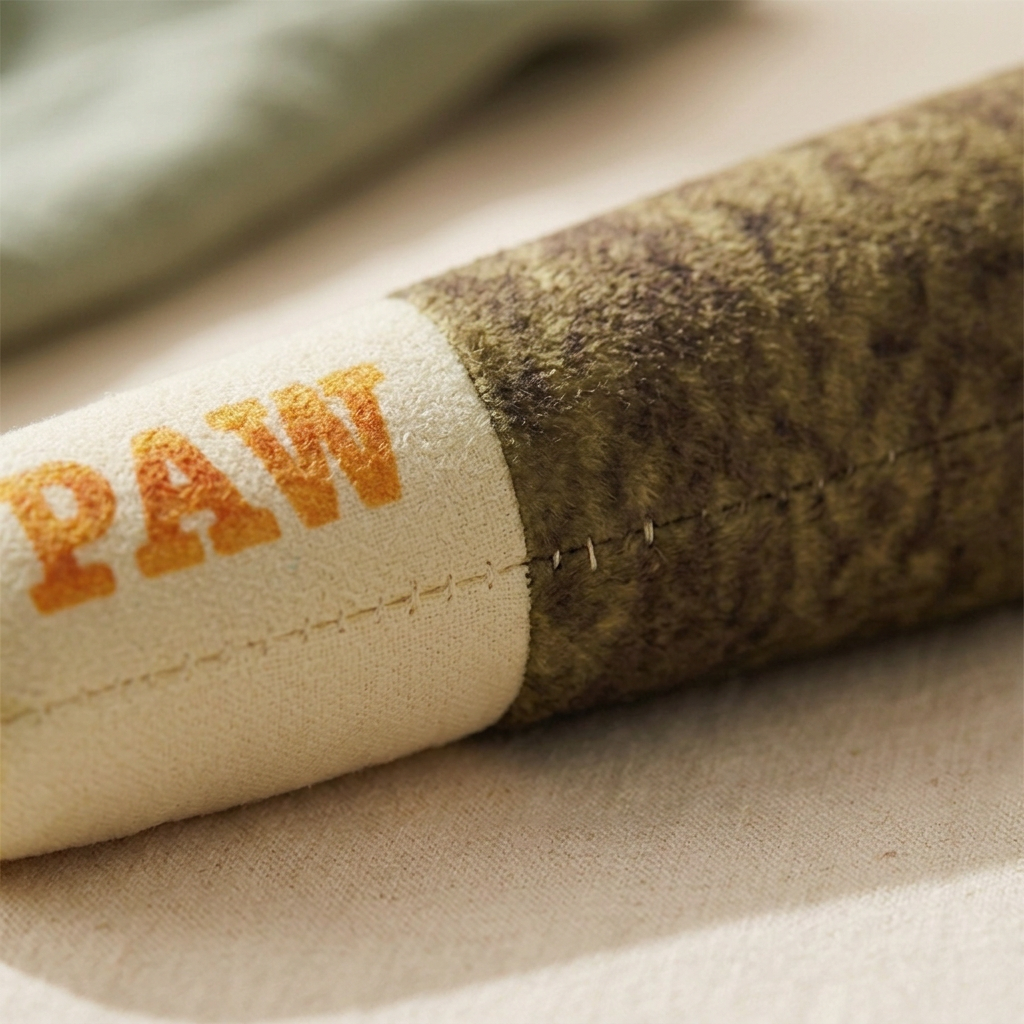 PAW fabric band and fleece texture detail