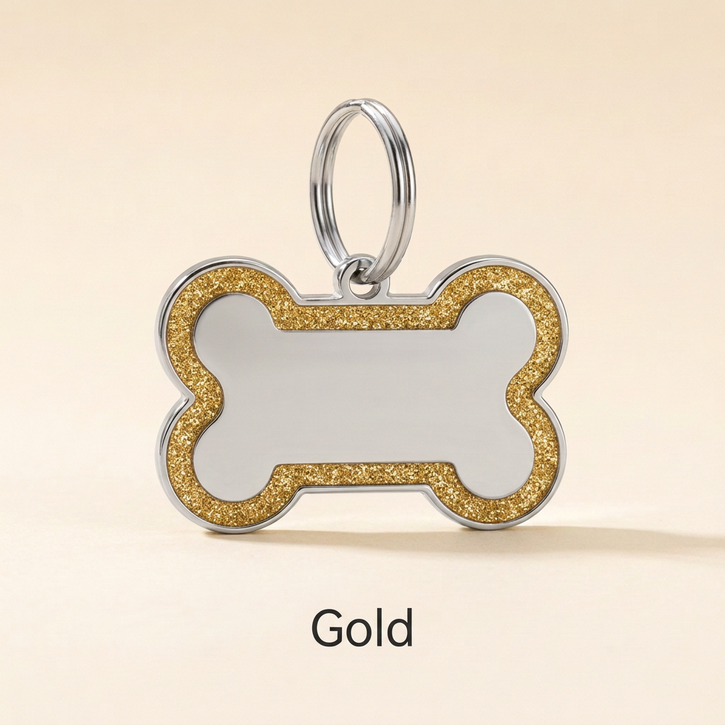 Personalized Glitter Bone Pet ID Tag
