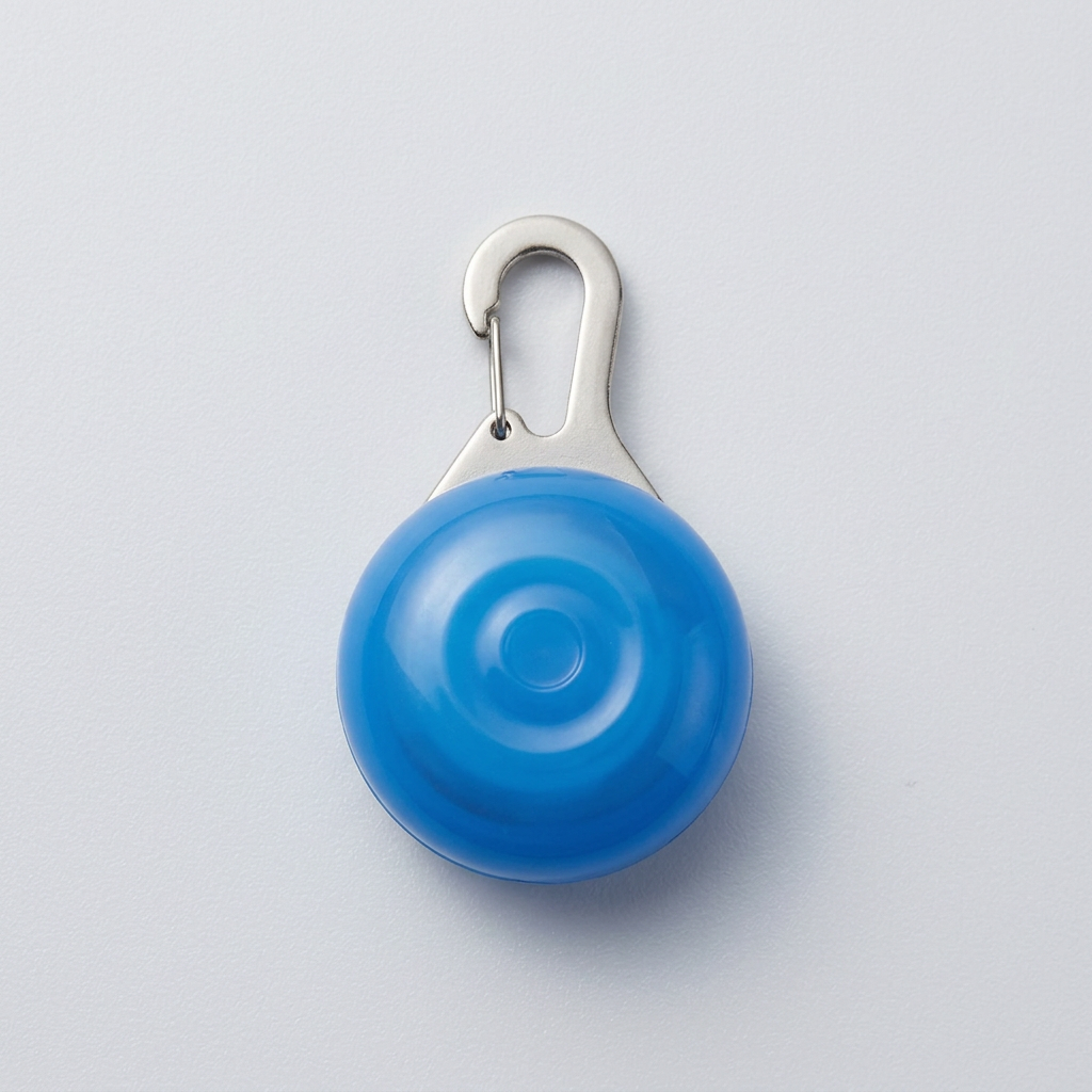 Blue LED pendant and integrated metal clip detail