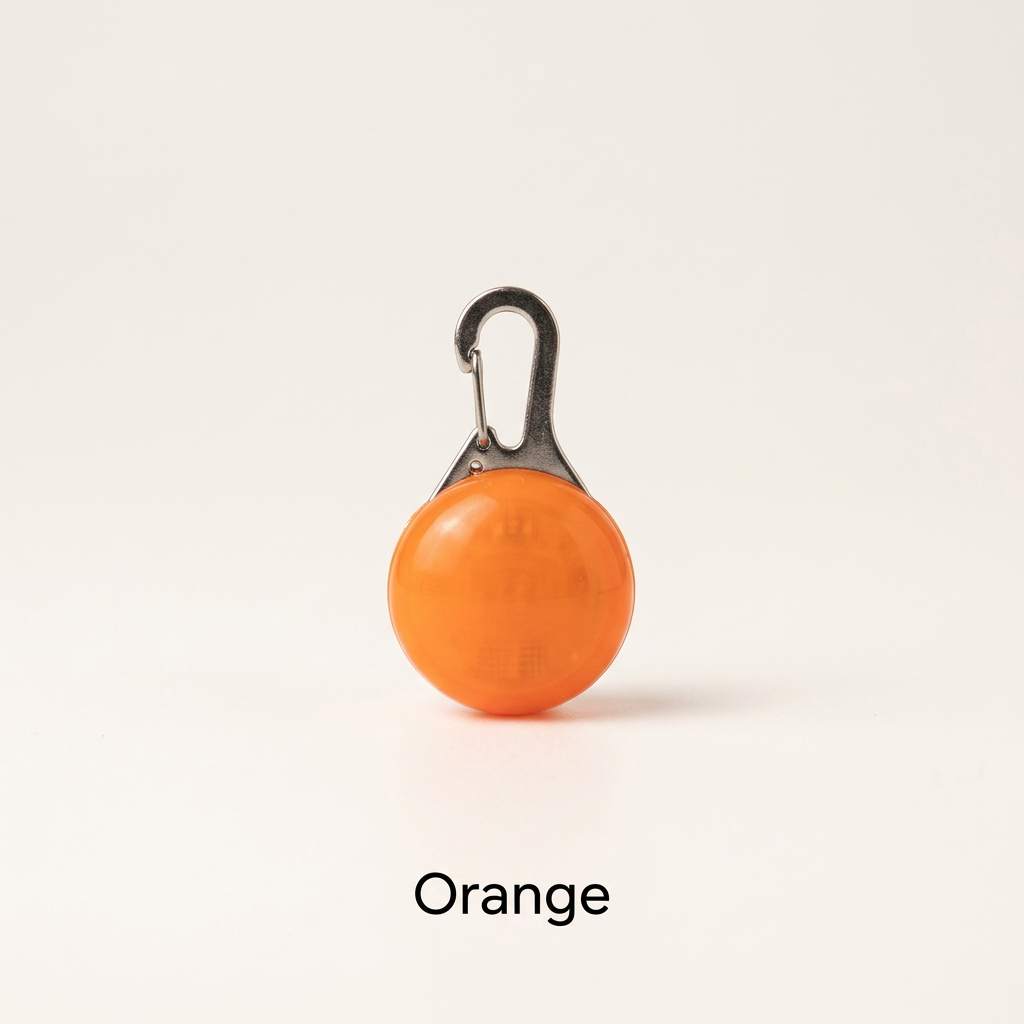 Orange LED pet collar pendant with Orange color label