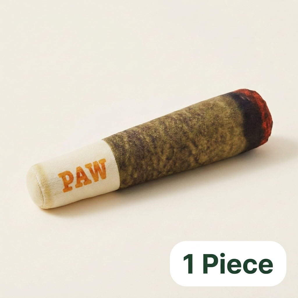 PAW Cigar-Shaped Squeaky Plush Dog Toy