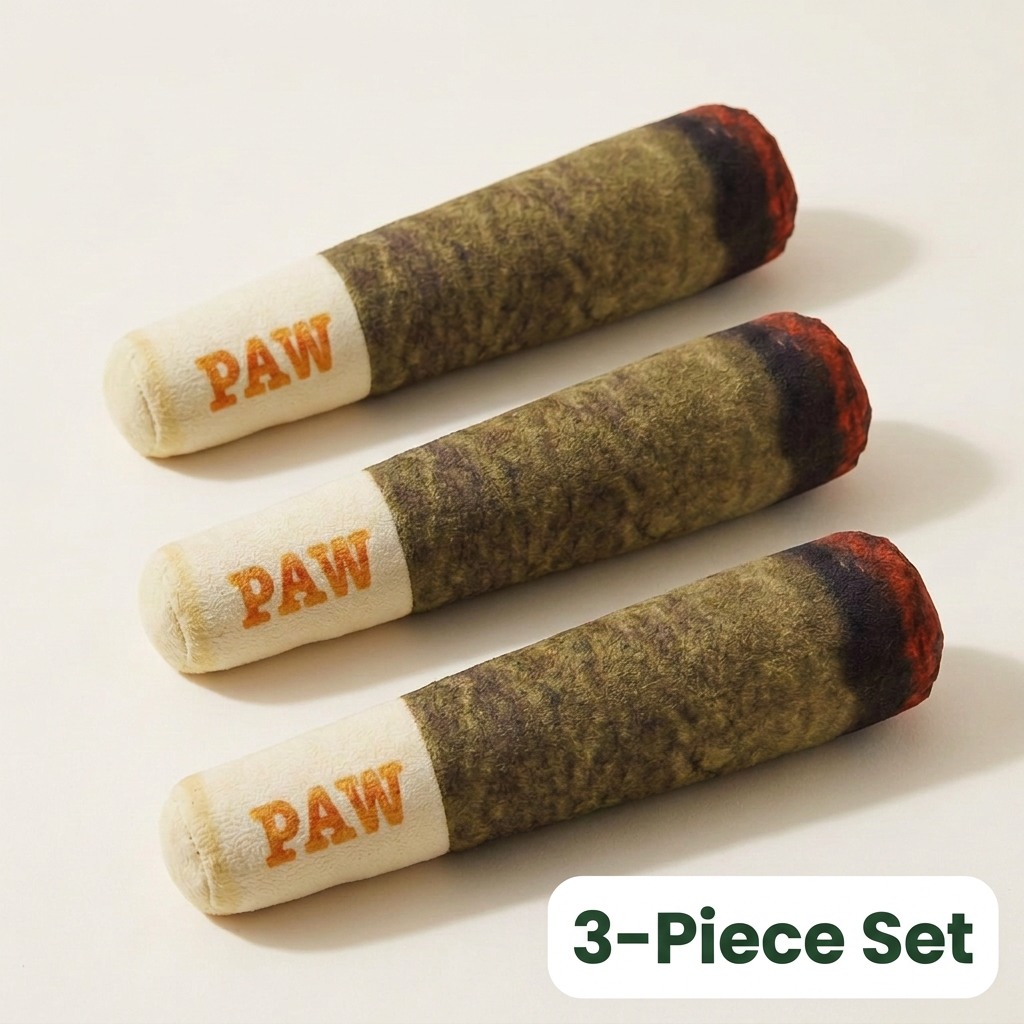 PAW Cigar-Shaped Squeaky Plush Dog Toy
