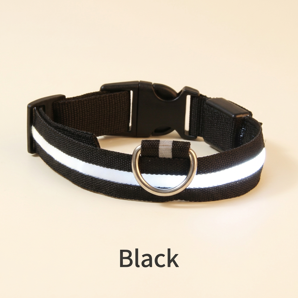 Black LED dog collar with Black color label
