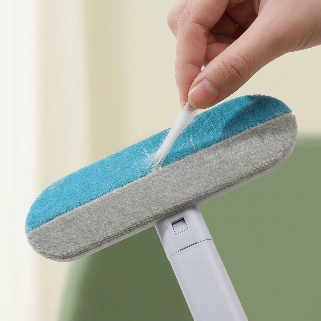 Adult lifting collected loose hair from the brush’s textured cleaning face