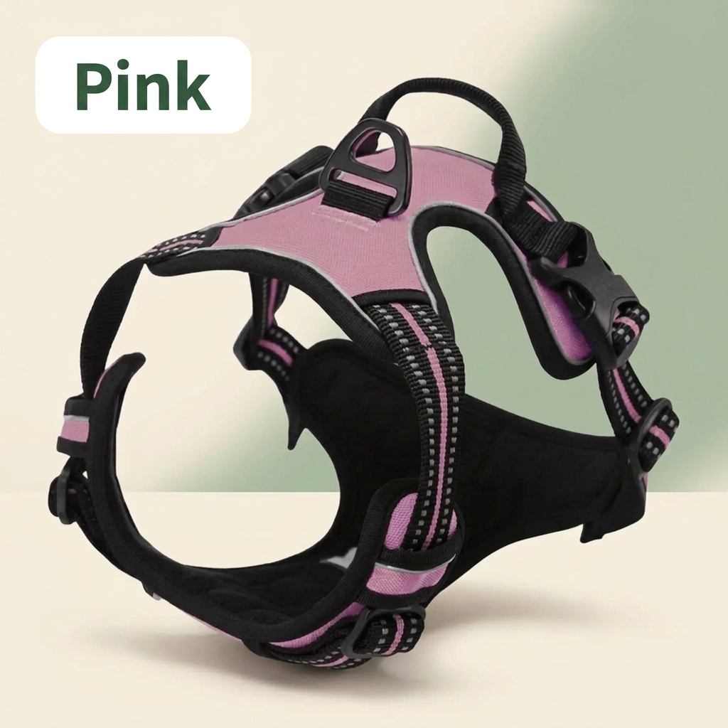 Pink top-handle dog vest harness with Pink color label