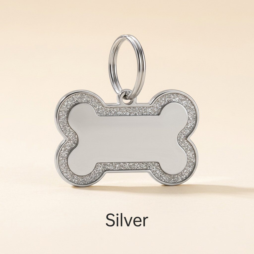 Personalized Glitter Bone Pet ID Tag