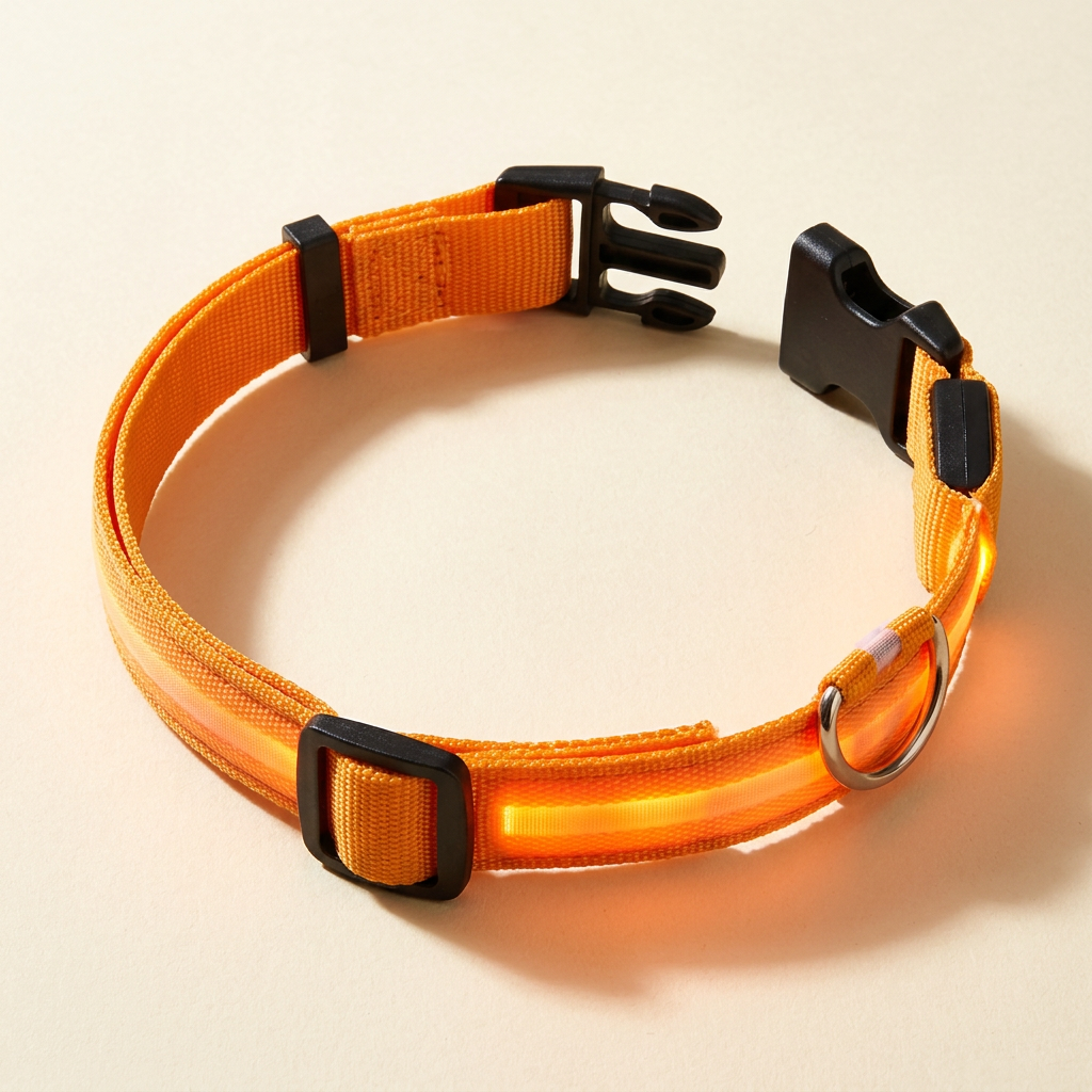 Orange LED collar with open side-release buckle