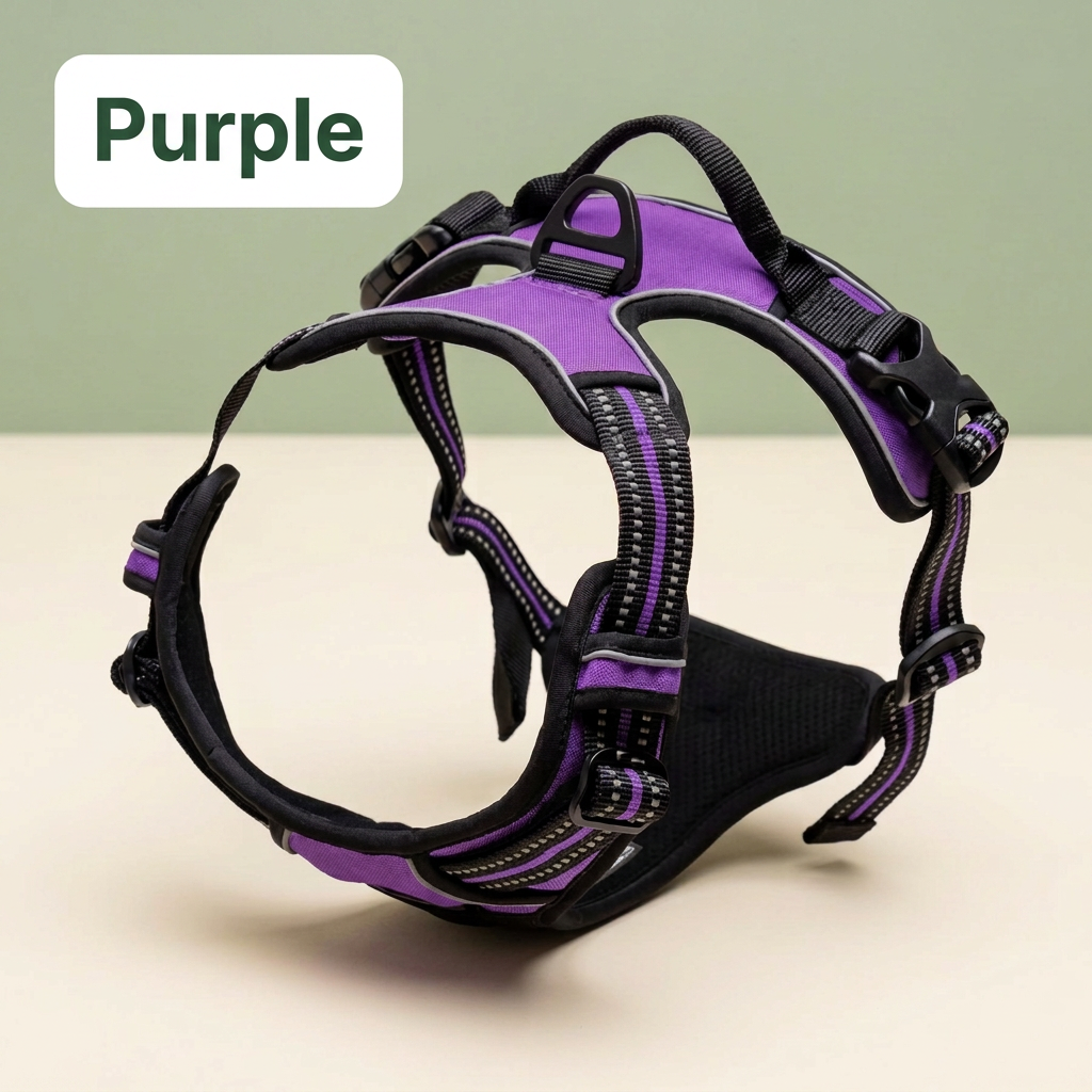 Purple top-handle dog vest harness with Purple color label
