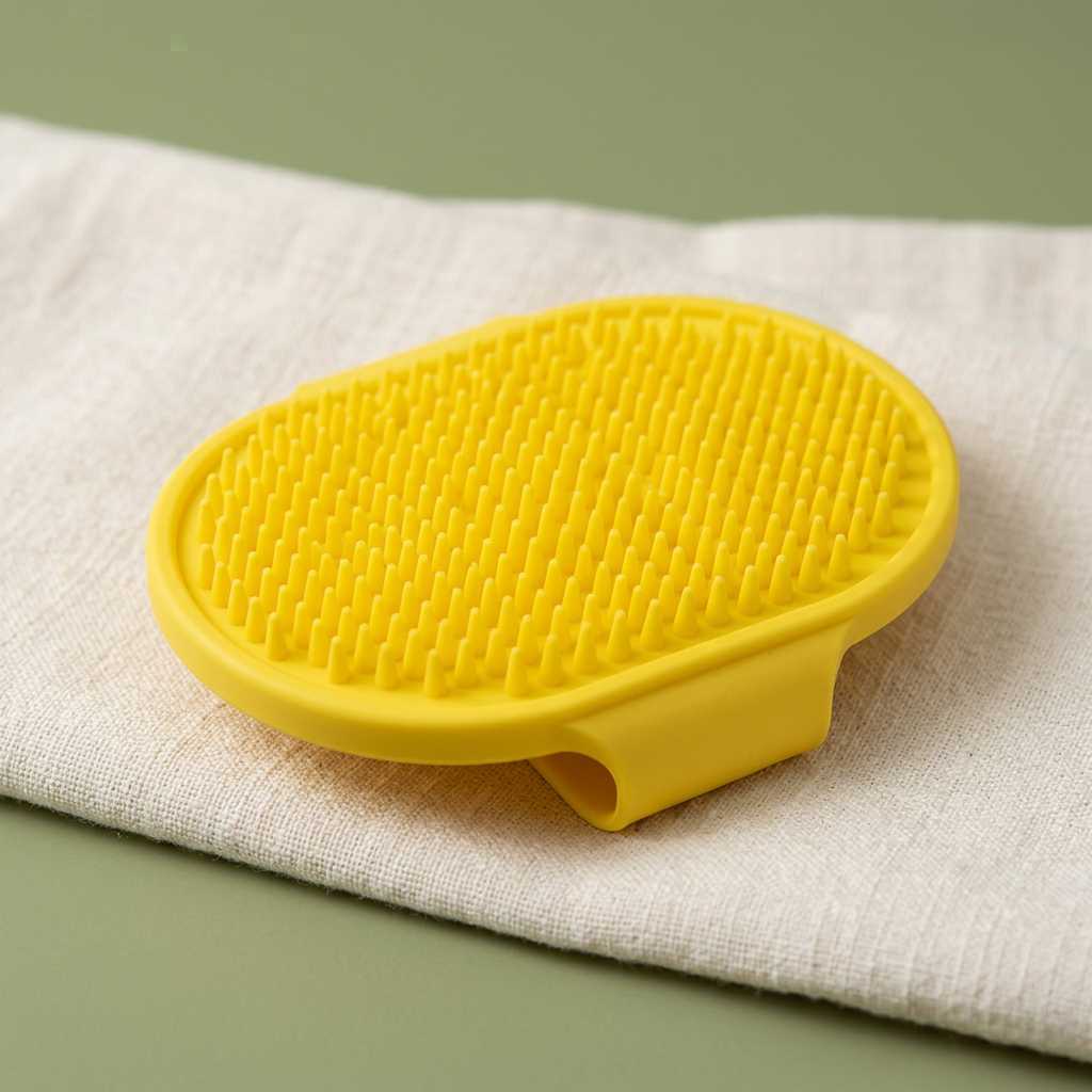 Yellow silicone pet bath brush
