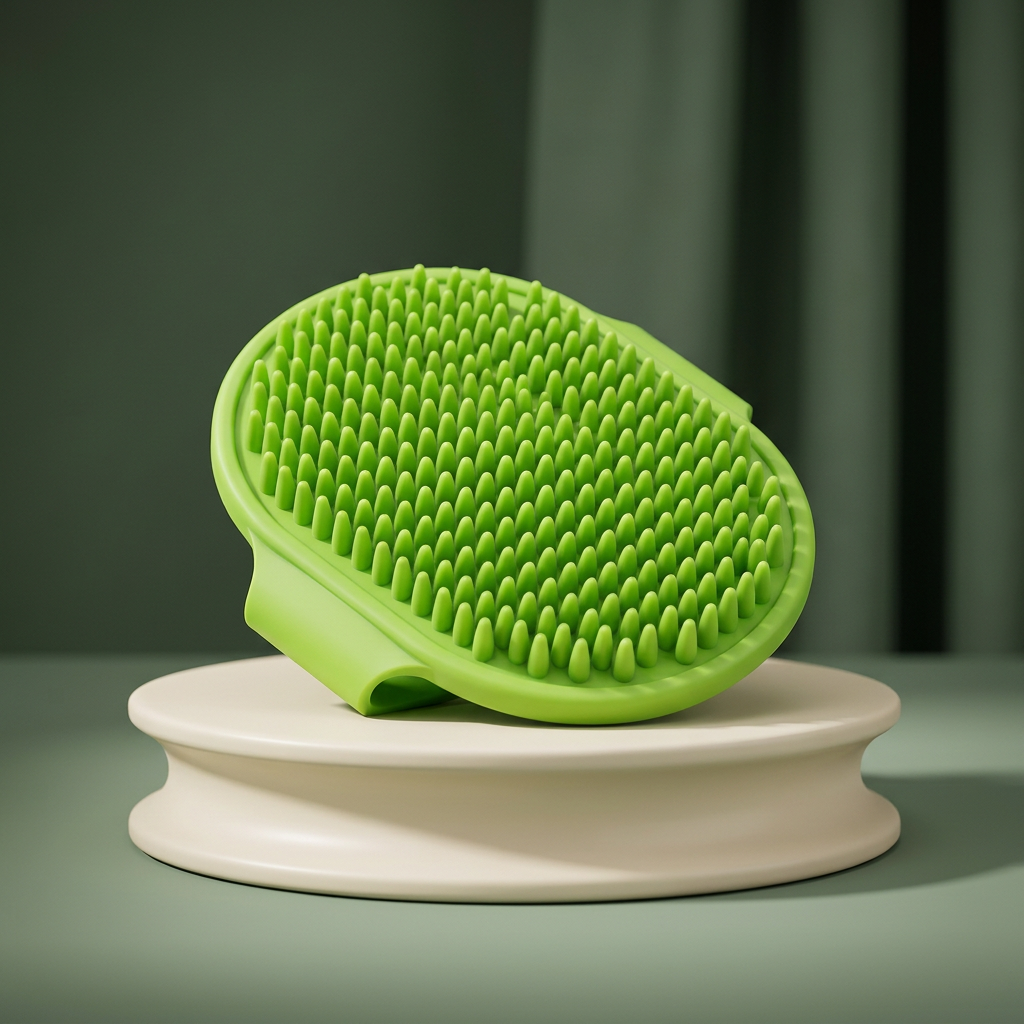 Green silicone pet bath brush