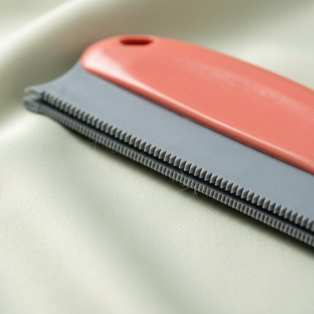 Textured gray fabric cleaning edge detail
