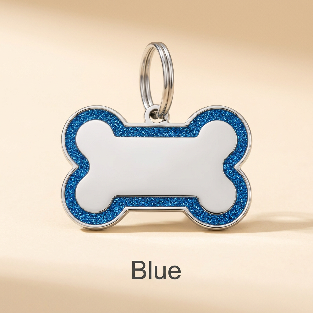 Personalized Glitter Bone Pet ID Tag
